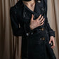 "Vivienne Westwood RED LABEL" Asymmetrical button design mid length denim coat