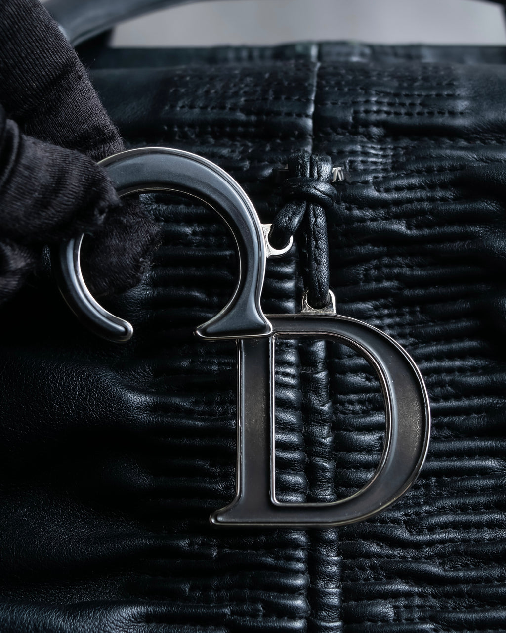 "Christian Dior" Karenina gathered design leather handbag