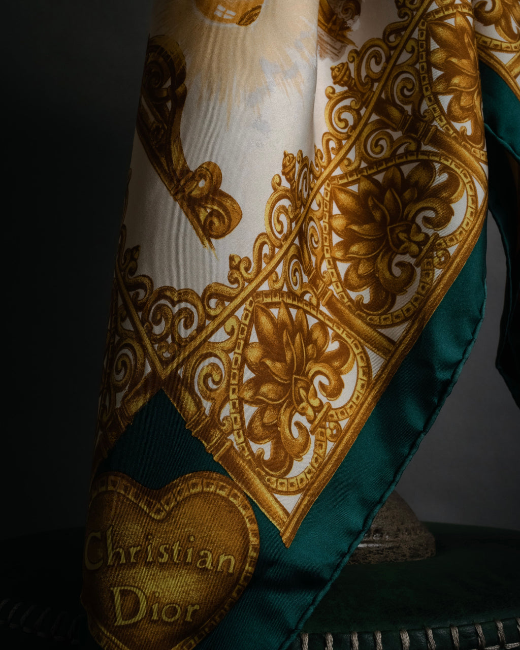 “Christian Dior” 80’s-90’s Baroque lamp motif silk scarf