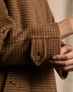 "BURBERRYS" Houndstooth pattern belted stand collar coat