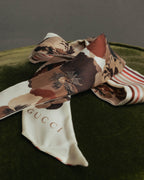 "GUCCI" 00's-10's Floral and striped silk neck bow scarf