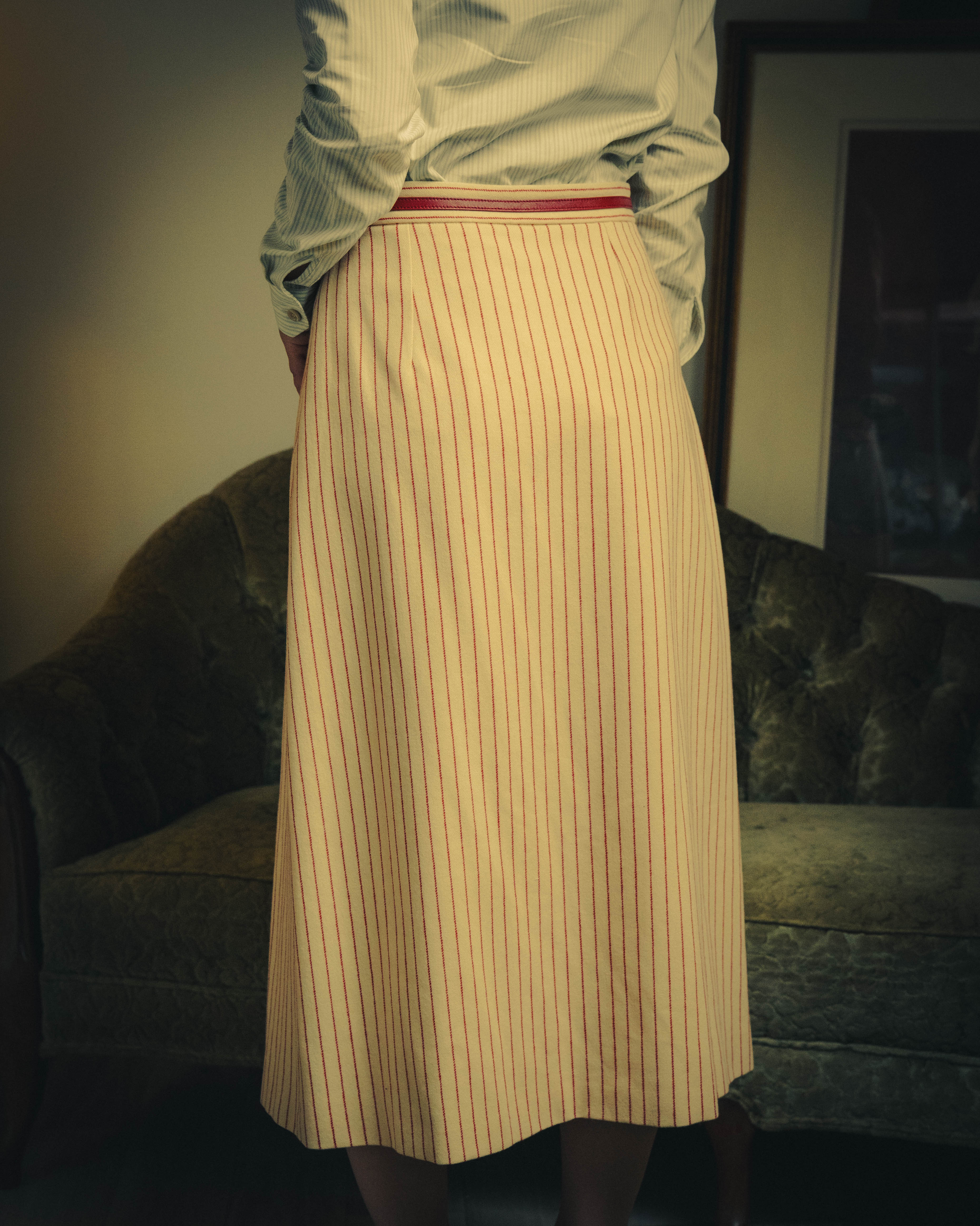 -SPECIAL- “GUCCI” 2015-2022 vintage inspired horsebit striped wool skirt