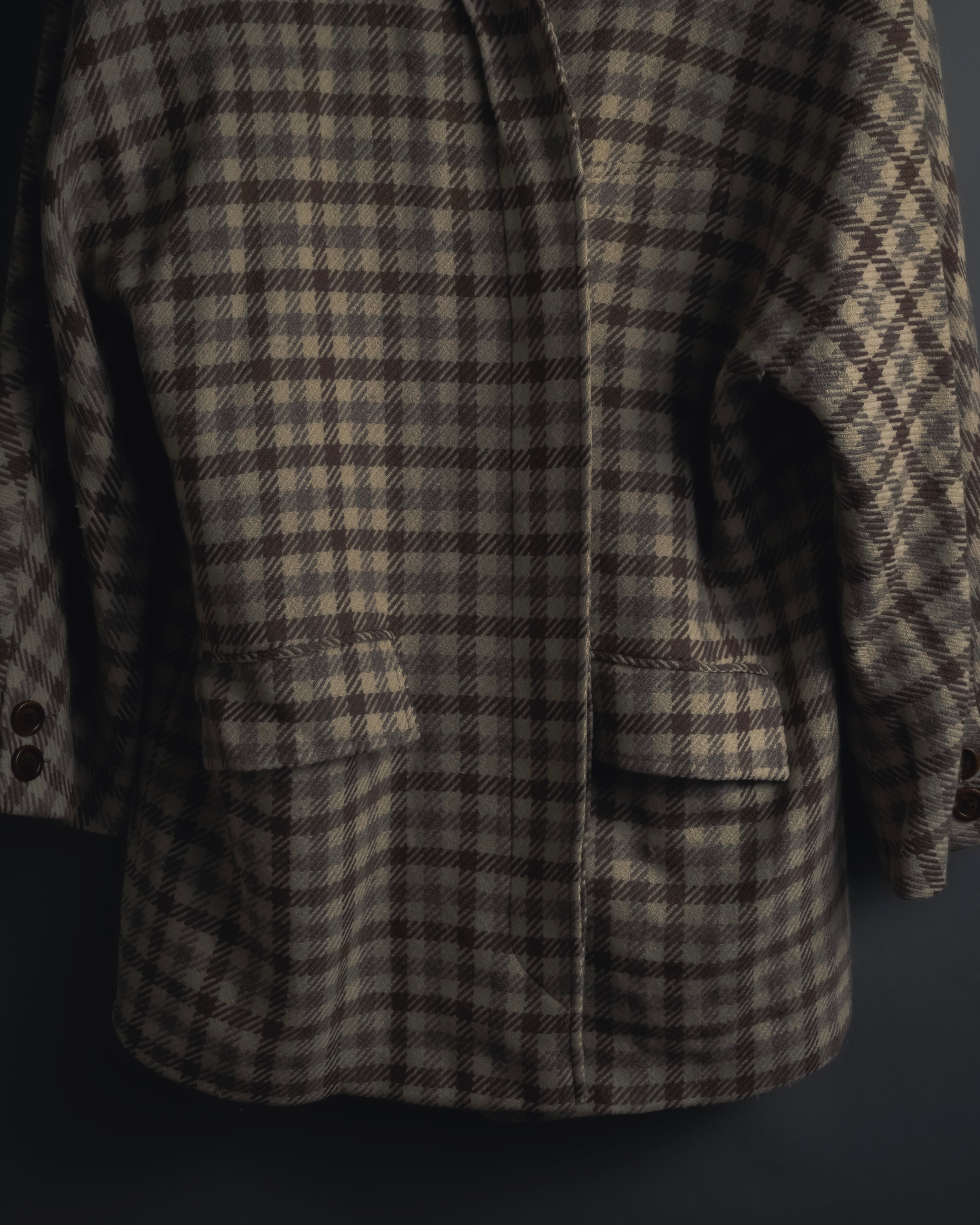 "GUCCI" 80’s checked wool shawl collar jacket
