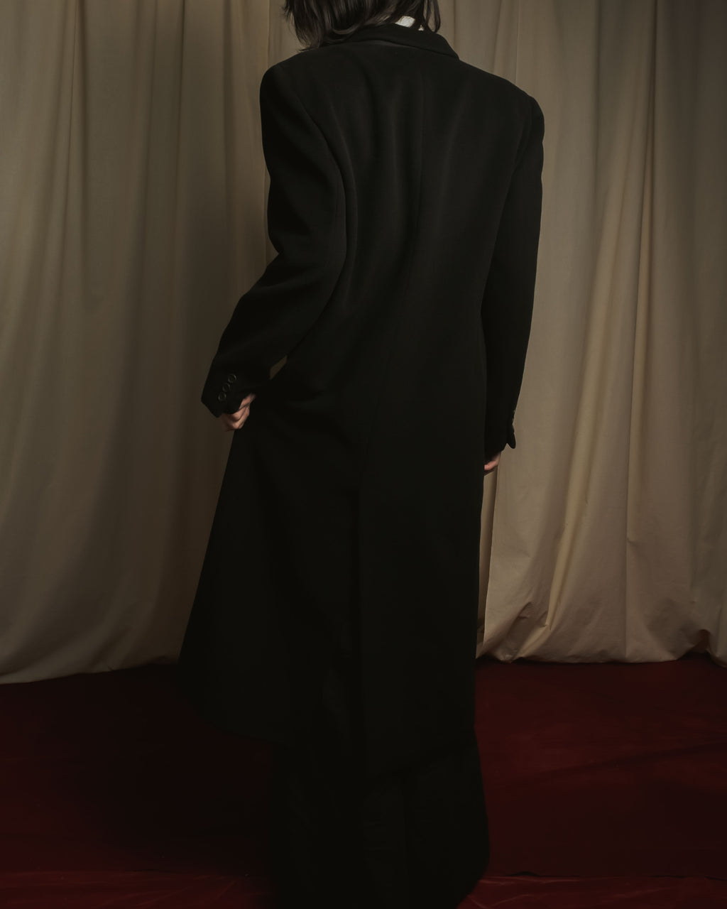 "GIORGIO ARMANI" 90’s Minimalist draped maxi long coat