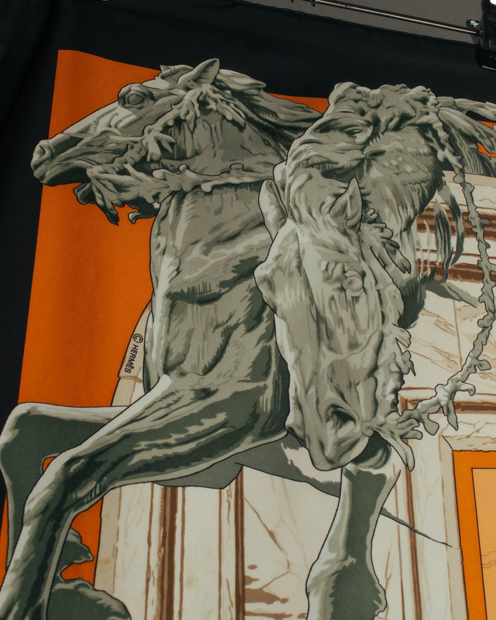 "Hermès" 90's-00's Architectural printed silk scarf