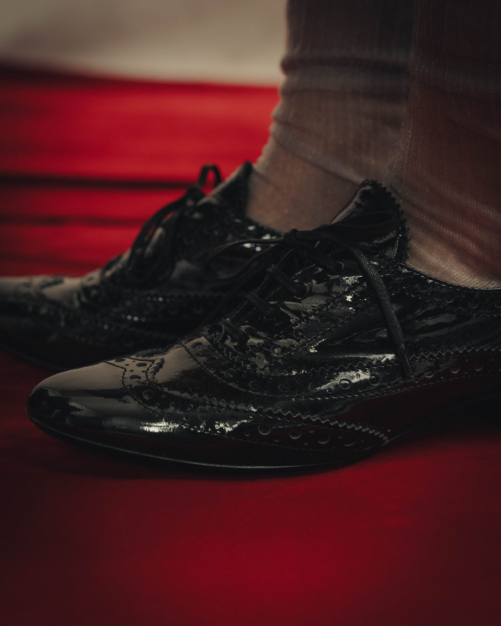 -SPECIAL- “Miu Miu” 2010’s Crystal embellished heel patent leather brogue shoes