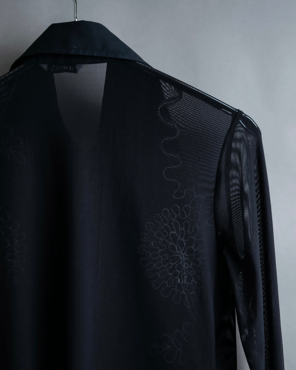 Vintage double zip ribbon flower design sheer jacket