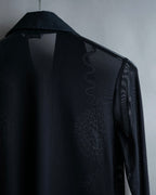 Vintage double zip ribbon flower design sheer jacket