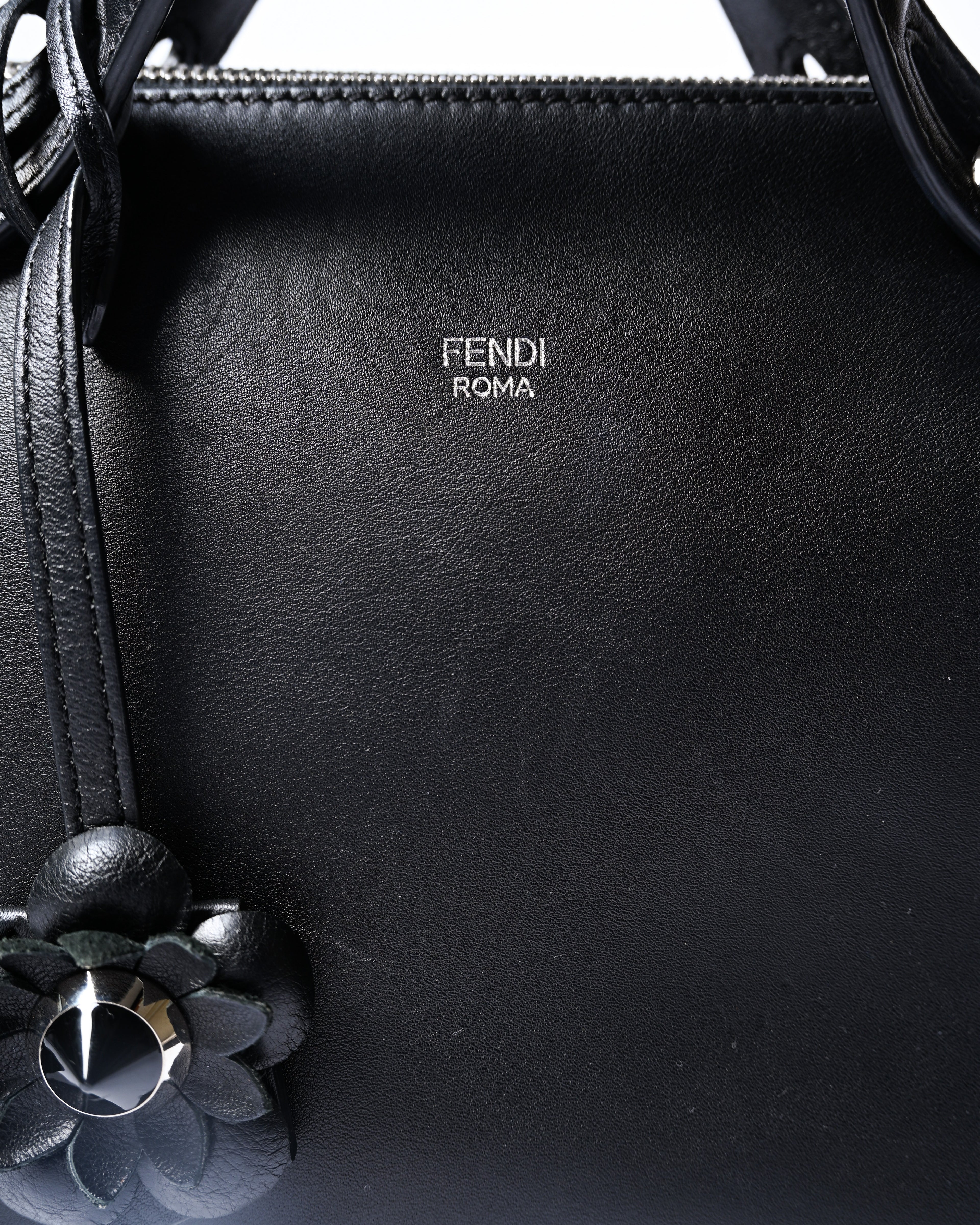 FENDI/ “By The Way Medium” Flower Detailed 2 Way Hand Bag Black