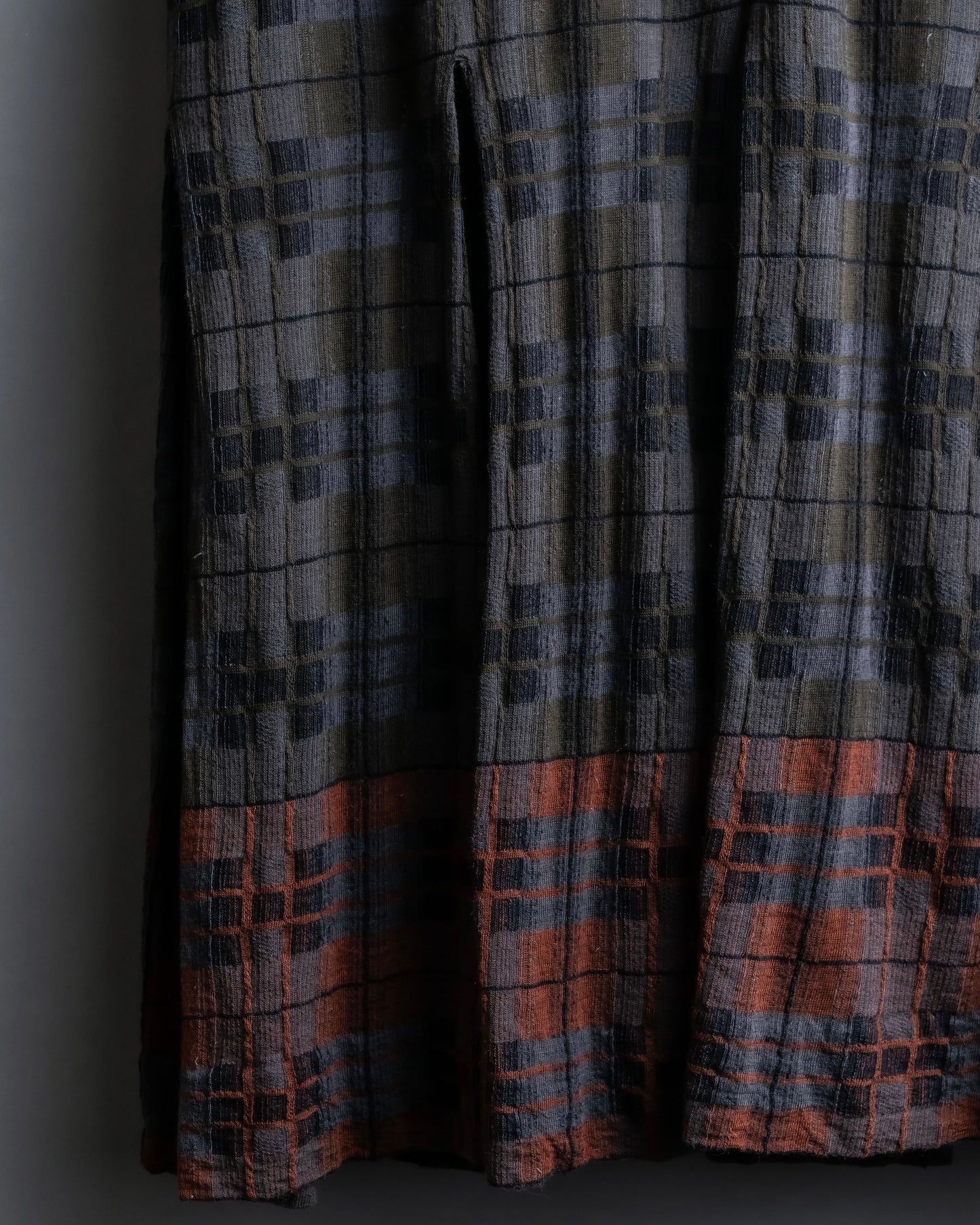 "HERMES" Check pattern cropped skirt