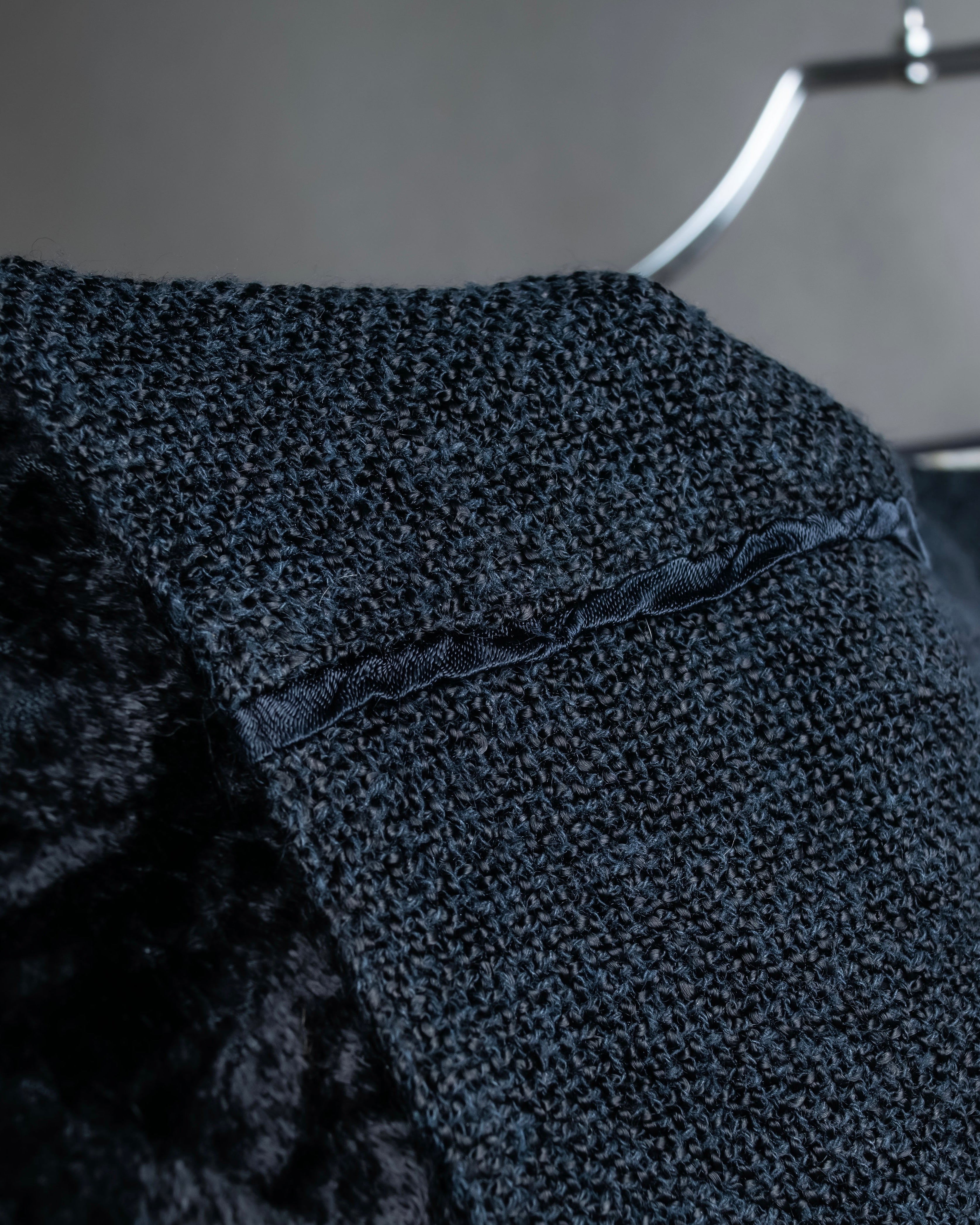 Vintage velour-trimmed box silhouette knit