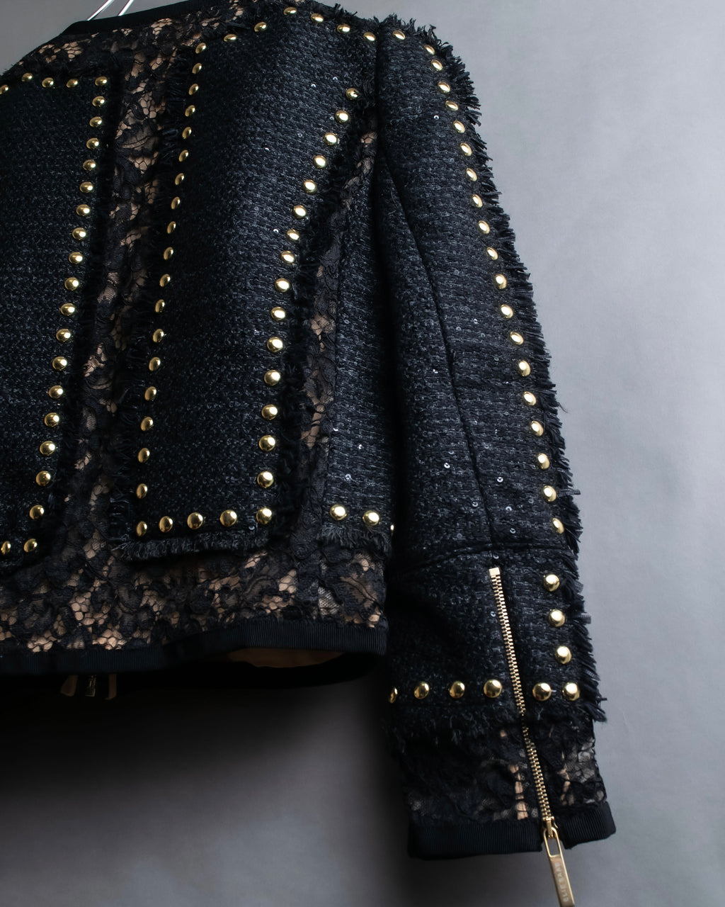 Reserved "Elie Saab" Gold stud detail tweed jacket