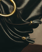 -SPECIAL- "Gucci" 80's Vintage tiger head leather draping shoulder bag with crest charm