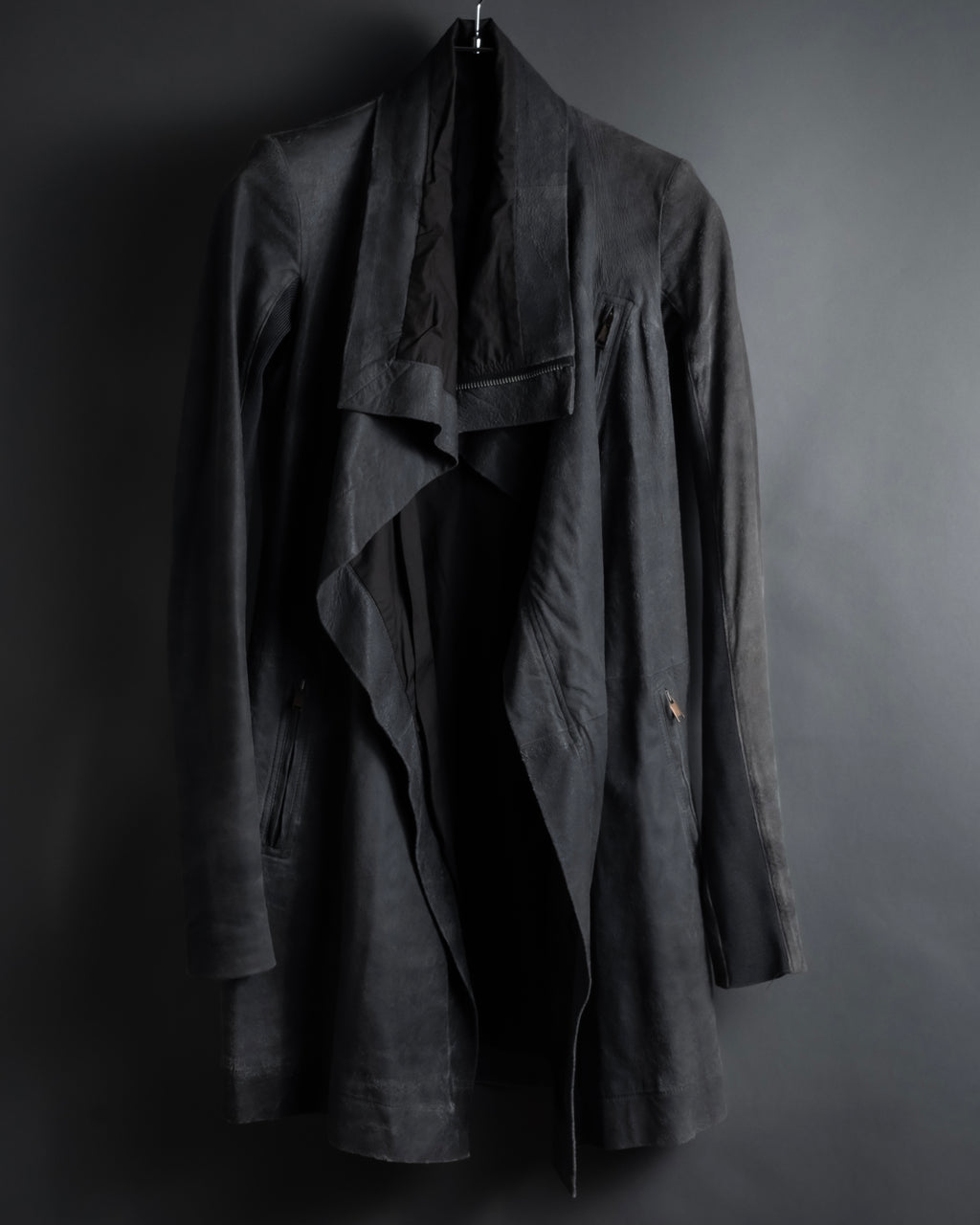 -SPECIAL- "Rick Owens" 13AW Ribbed leather zip-up jacket