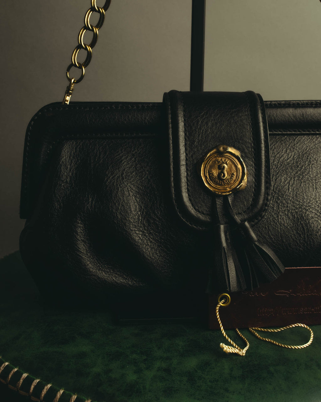 “SAN HIDEAKI MIHARA” 2000’s-2010’s black leather chain shoulder bag