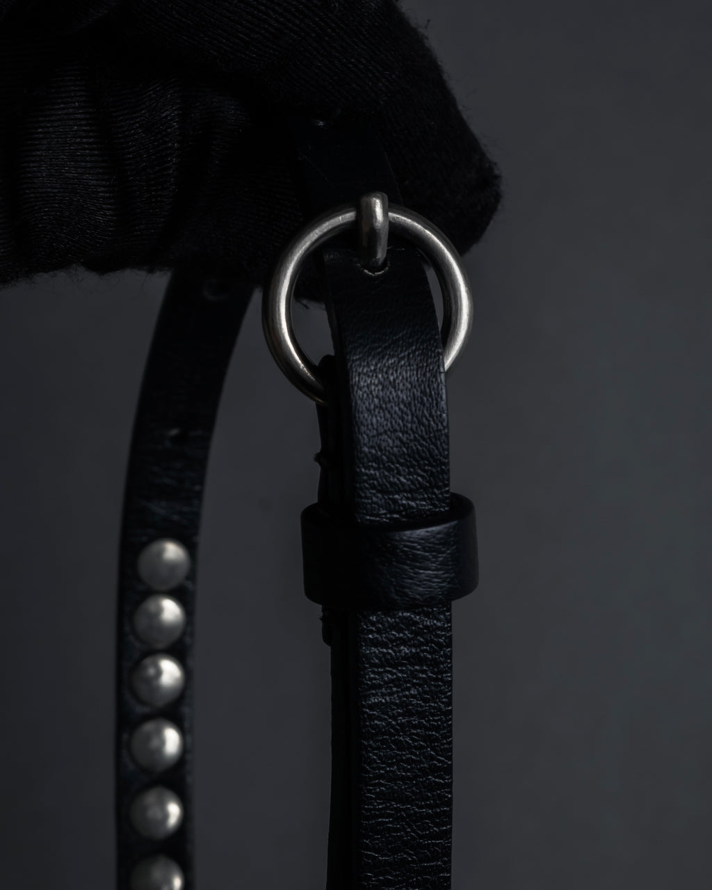 "MIU MIU" Silver metal stud design leather narrow belt