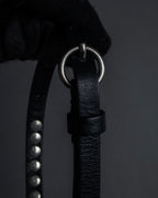 "MIU MIU" Silver metal stud design leather narrow belt