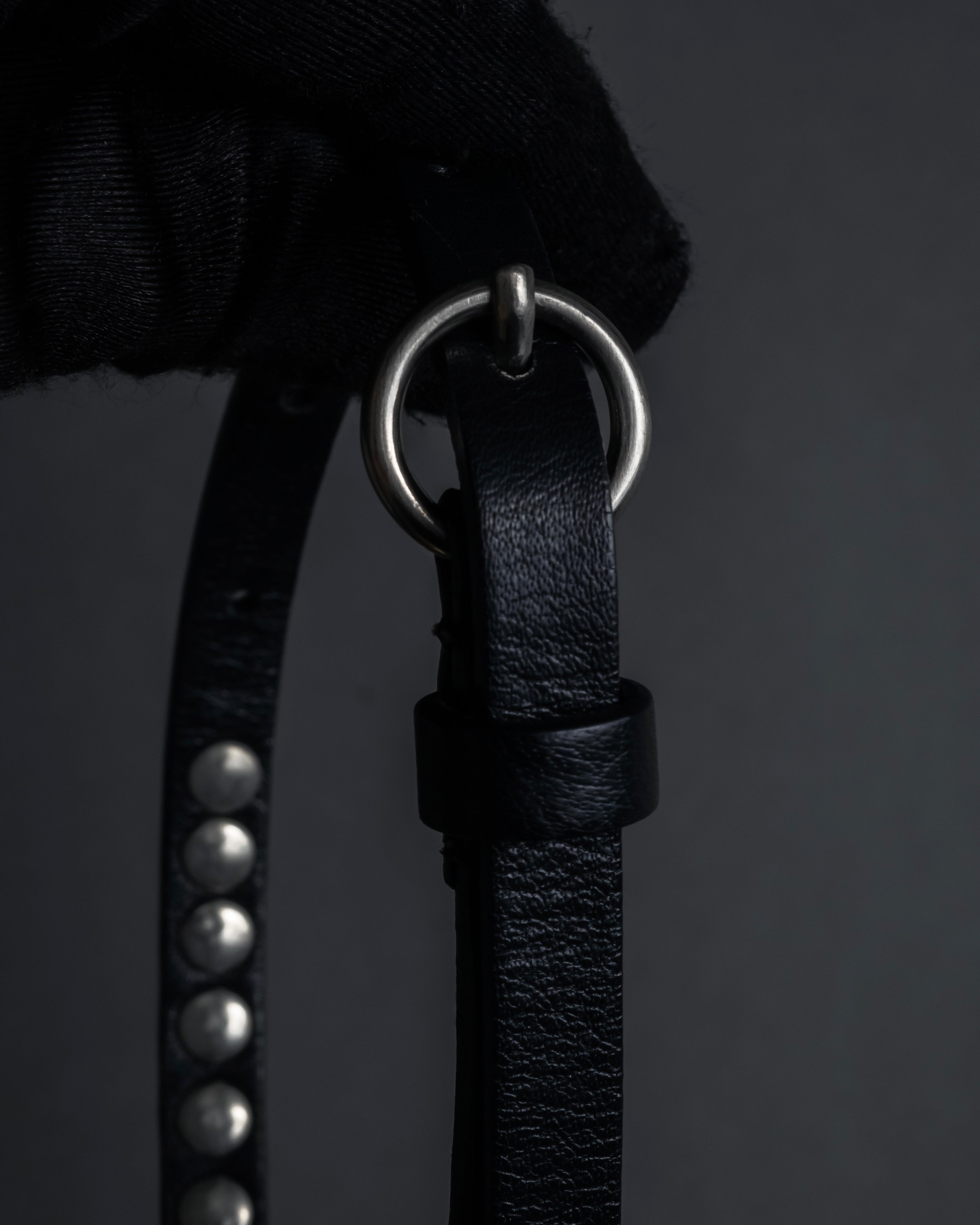 "MIU MIU" Silver metal stud design leather narrow belt