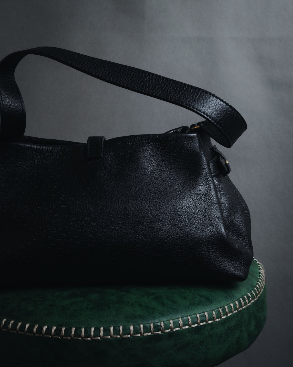 “Salvatore Ferragamo” Pebbled leather gancini hobo shoulder bag