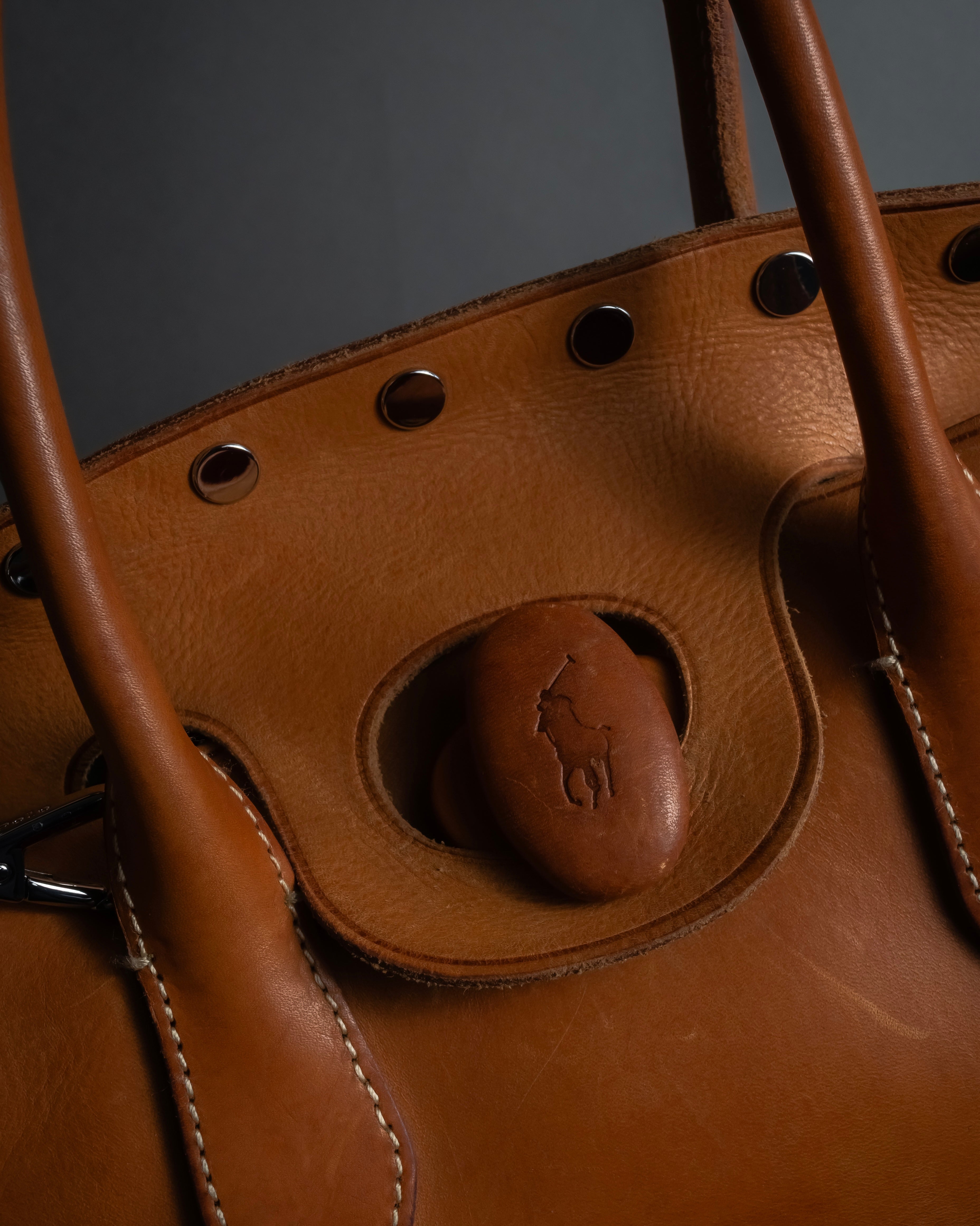 "Ralph Lauren" Metal stud design 2-way leather bag