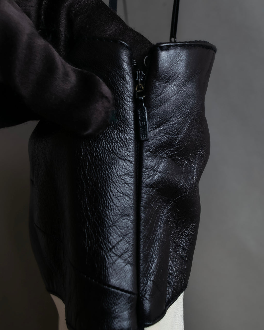 "LOEWE" Leather body bicolor unisex design camisole