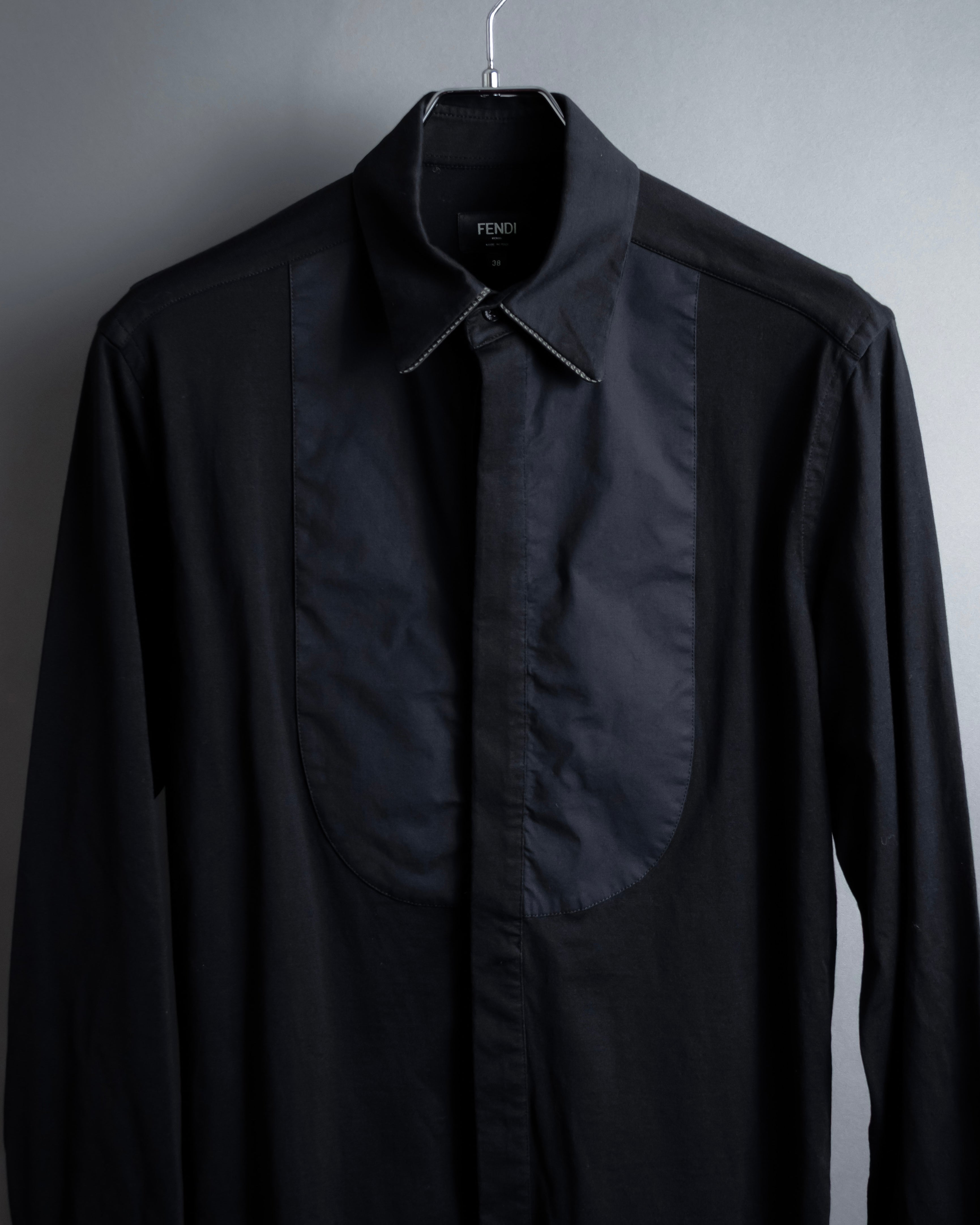 "FENDI" Pick stitch design fly front shirt