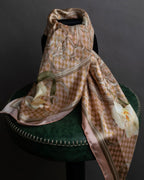 "Christian Dior" Geometric＆arabesque motif silk scarf