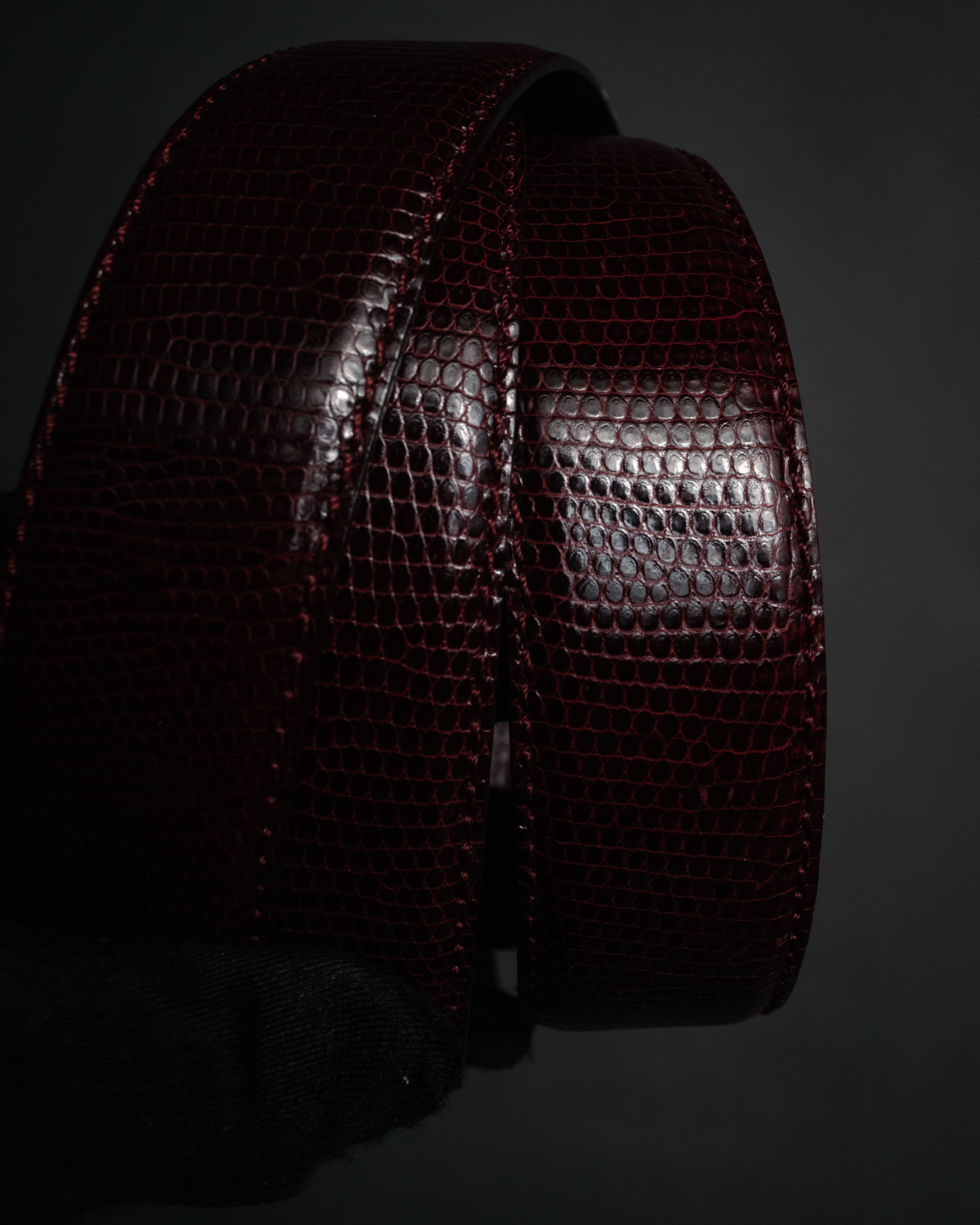 “CHANEL” 90’s Octagon buckle lizard leather belt