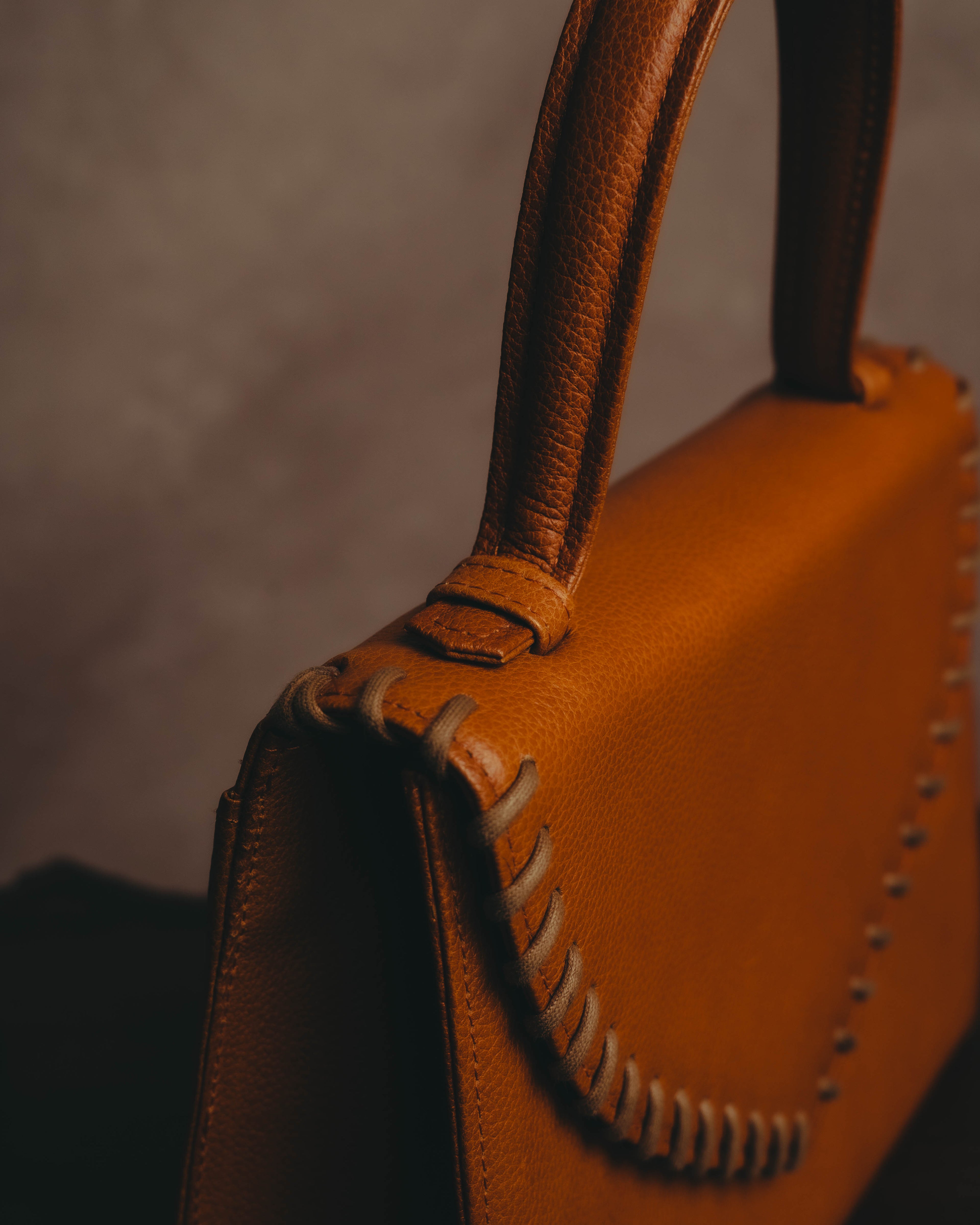 "Yves Saint Laurent" 70's-80's Cognac leather top handle bag
