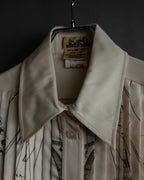 "HERMES" 90's Musical score motif front pleated shirt