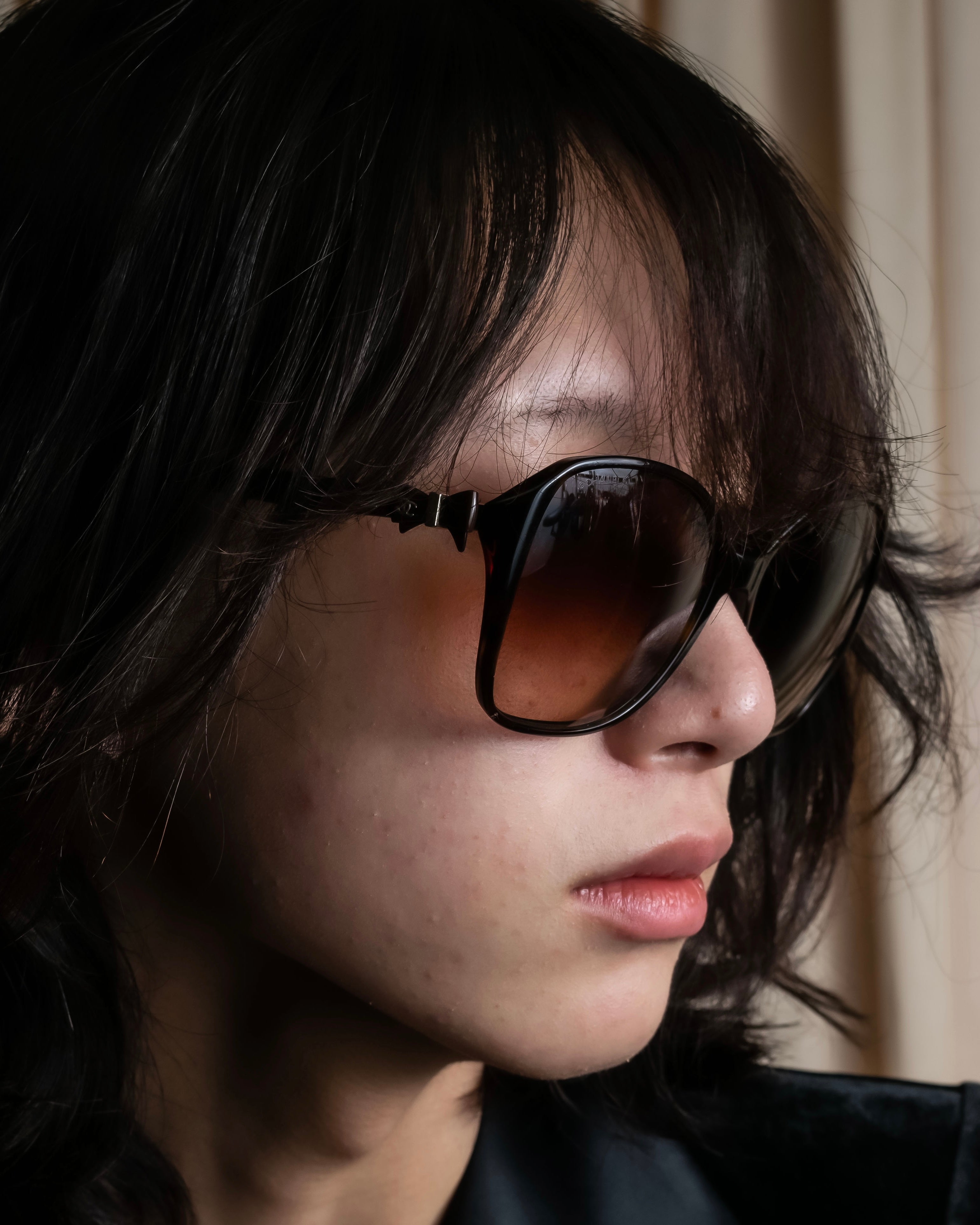 "CHANEL" Butterfly frame brown lens sunglasses