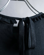 "VALENTINO" Ruffle＆lace design black knit