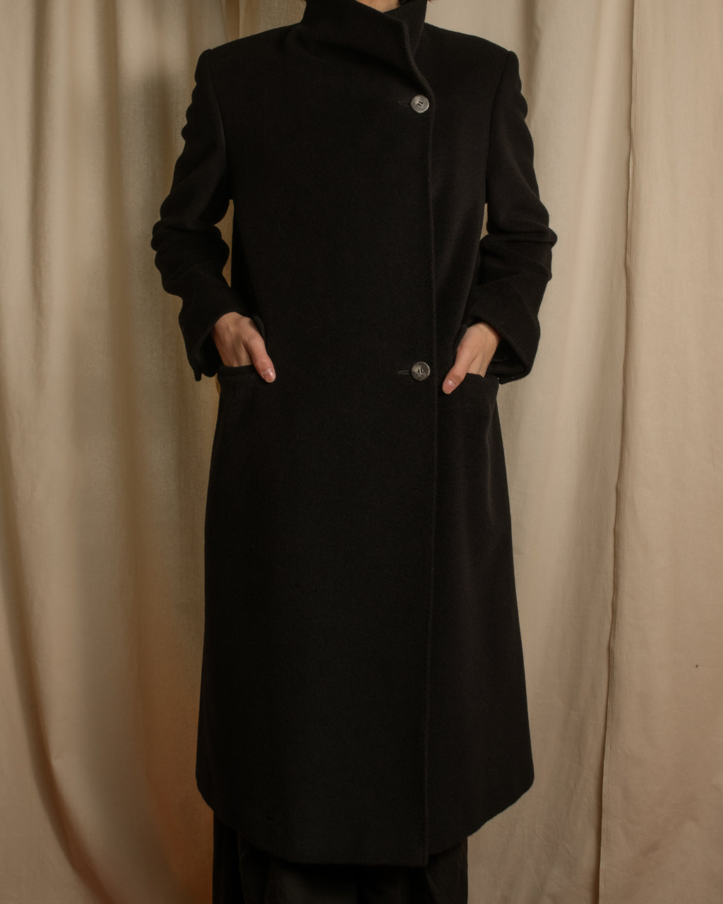 "Max Mara" 90's Asymmetrical front long chester coat