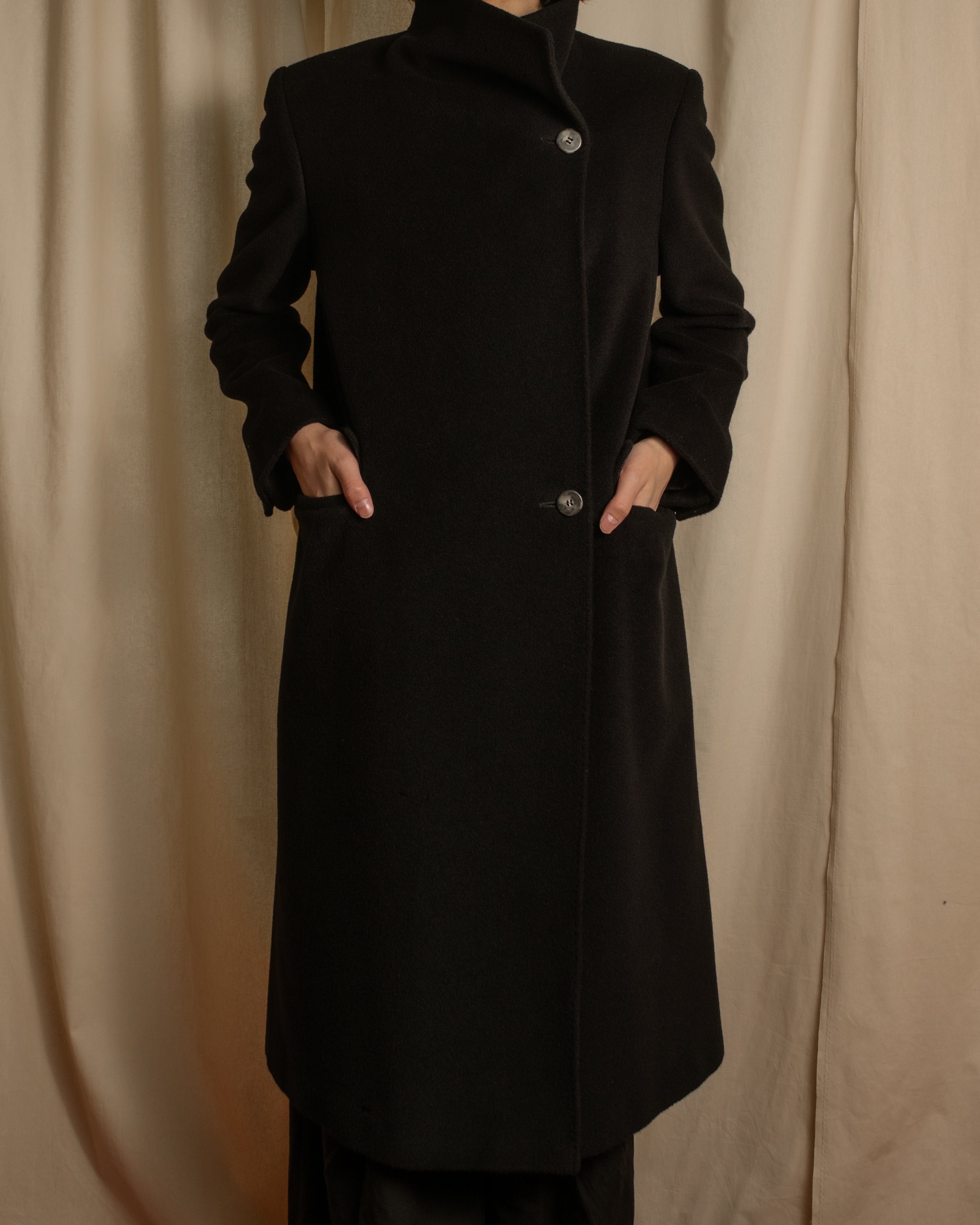 "Max Mara" 90's Asymmetrical front long chester coat