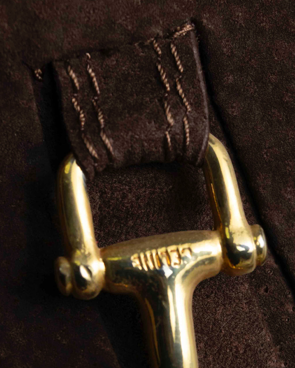 "CELINE" Horse tack motif metal fittings design suede vest