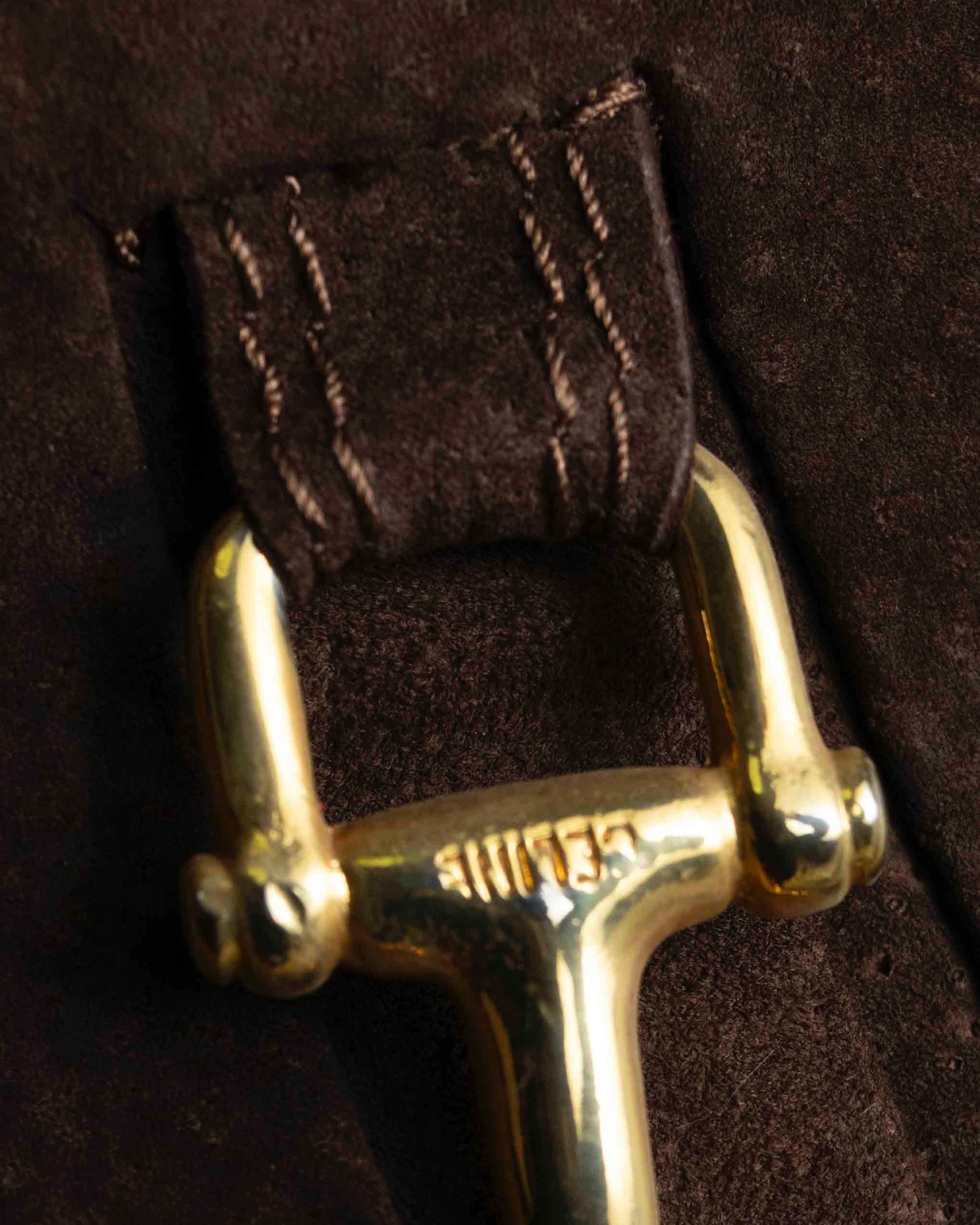 "CELINE" Horse tack motif metal fittings design suede vest