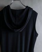 "Christian Dior" Satin ribbon waist detail hooded dress