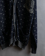 "Vintage abstract polka dot knit cardigan"