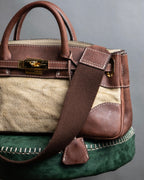 "ADMJ" Leather &amp; canvas combination 2way shoulder bag