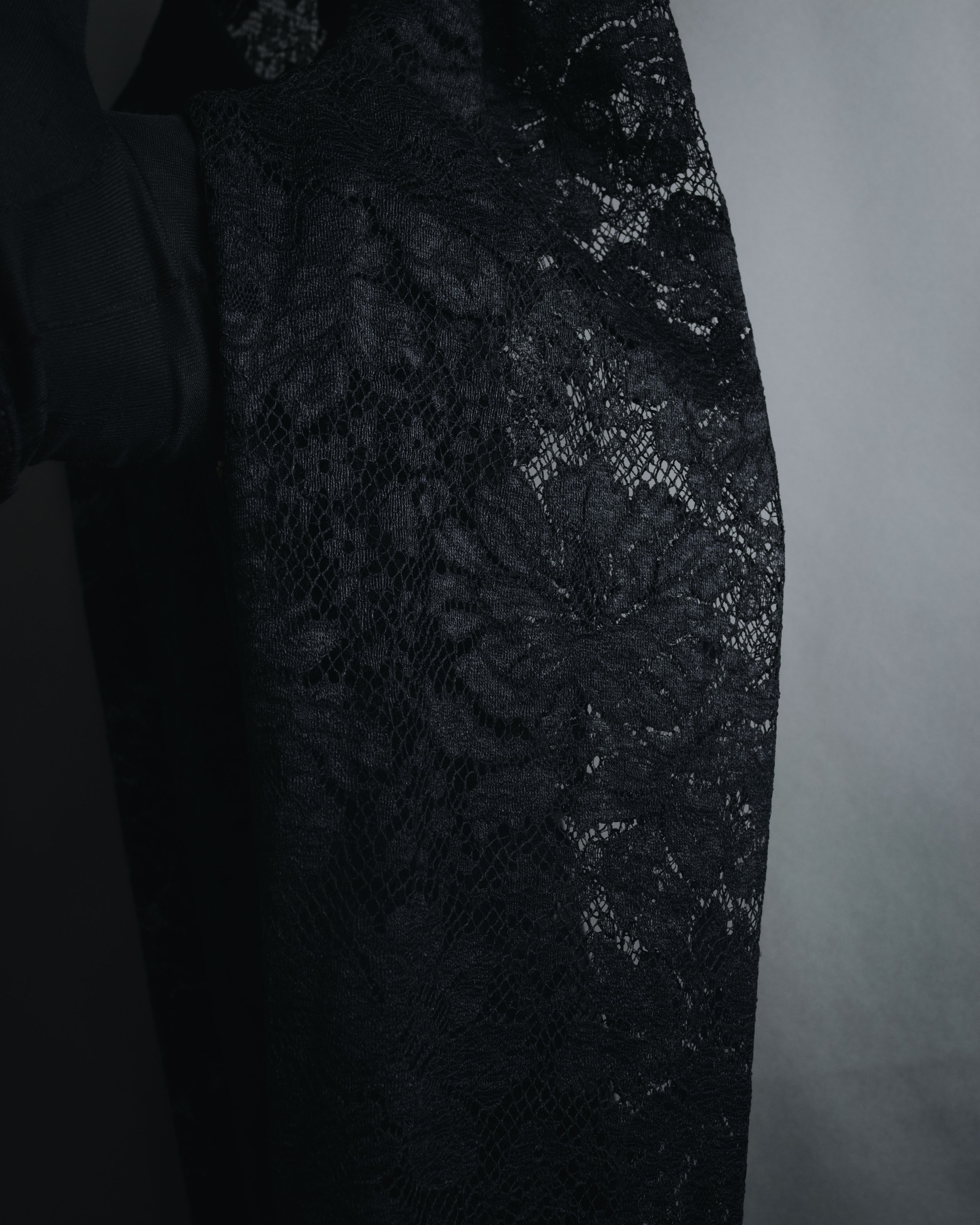 "VALENTINO MISS V" Late 80s botanical lace polo shirt