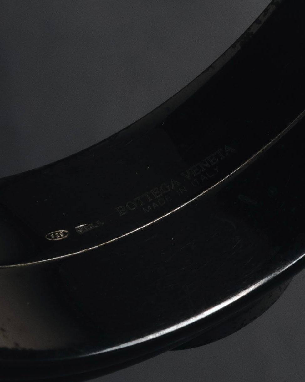 "Bottega Veneta" 2006-2012 ebony and sterling silver tiger eye bangle