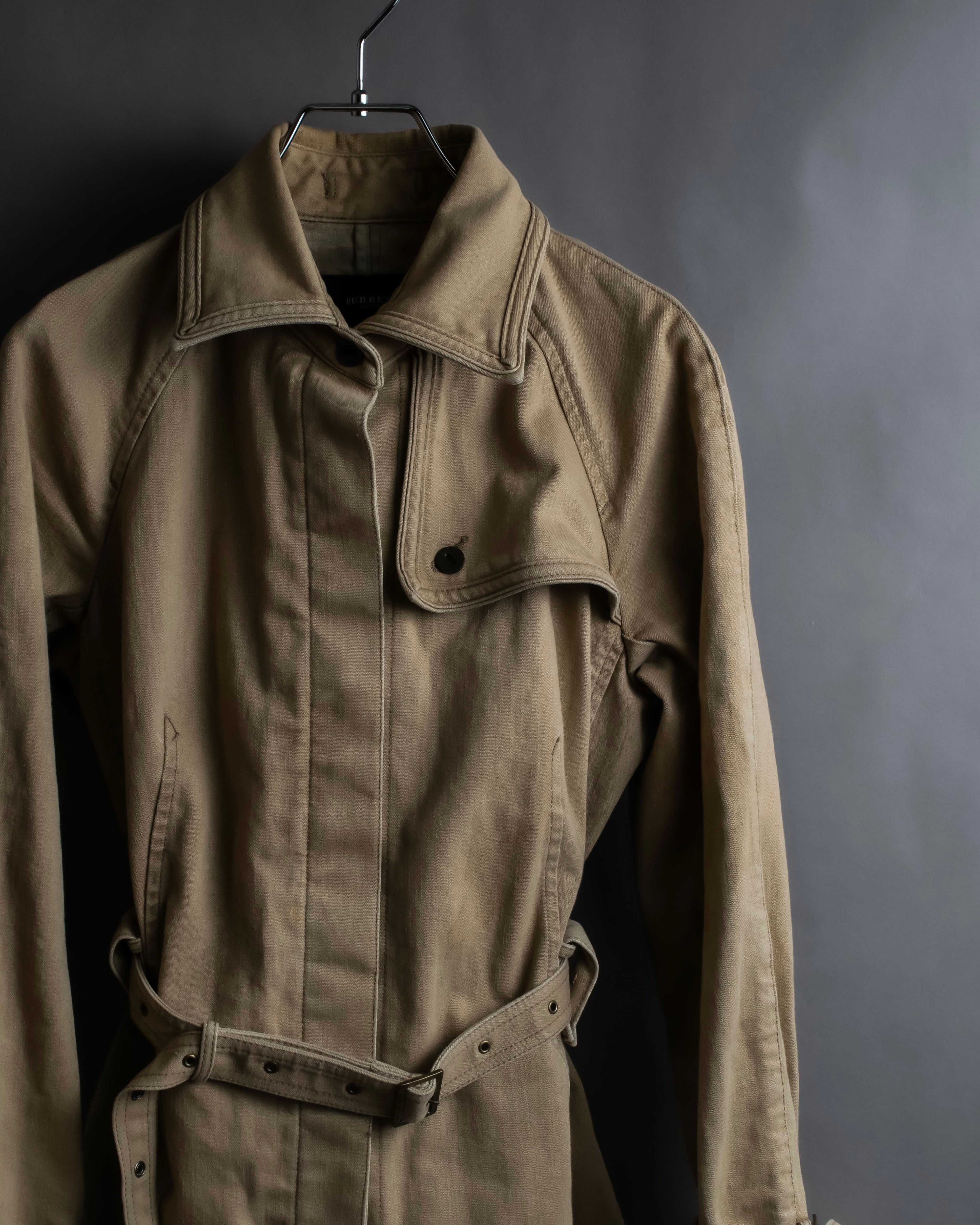 "BURBERRY" Selvedge denim trench detail jacket