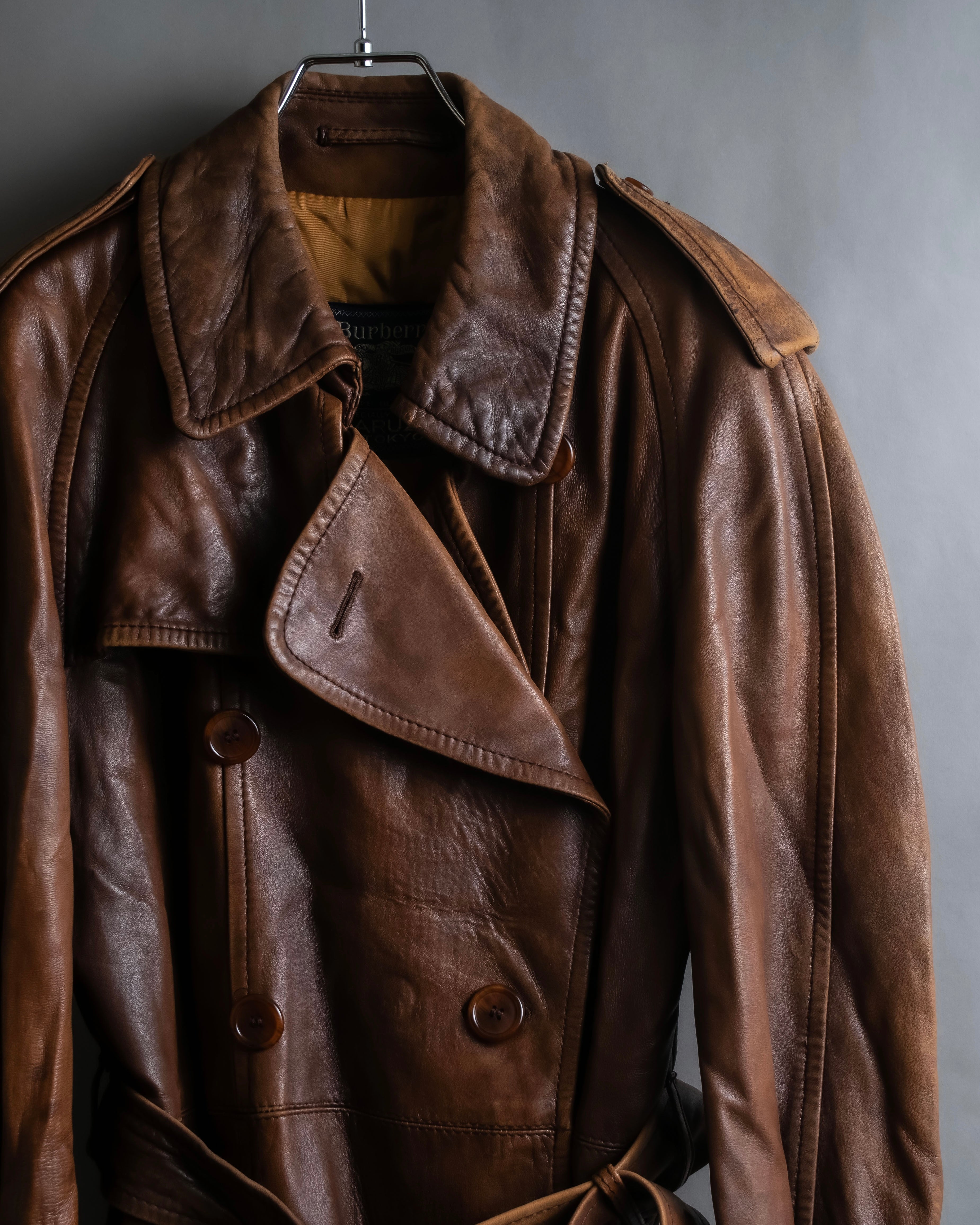 "Burberrys" Vintage-inspired leather oversized trench coat