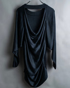 "ISSEY MIYAKE" Open back design pullover and easy pants 
silk fabric set up