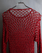 "Y's" Vivid red color mesh knit pullover