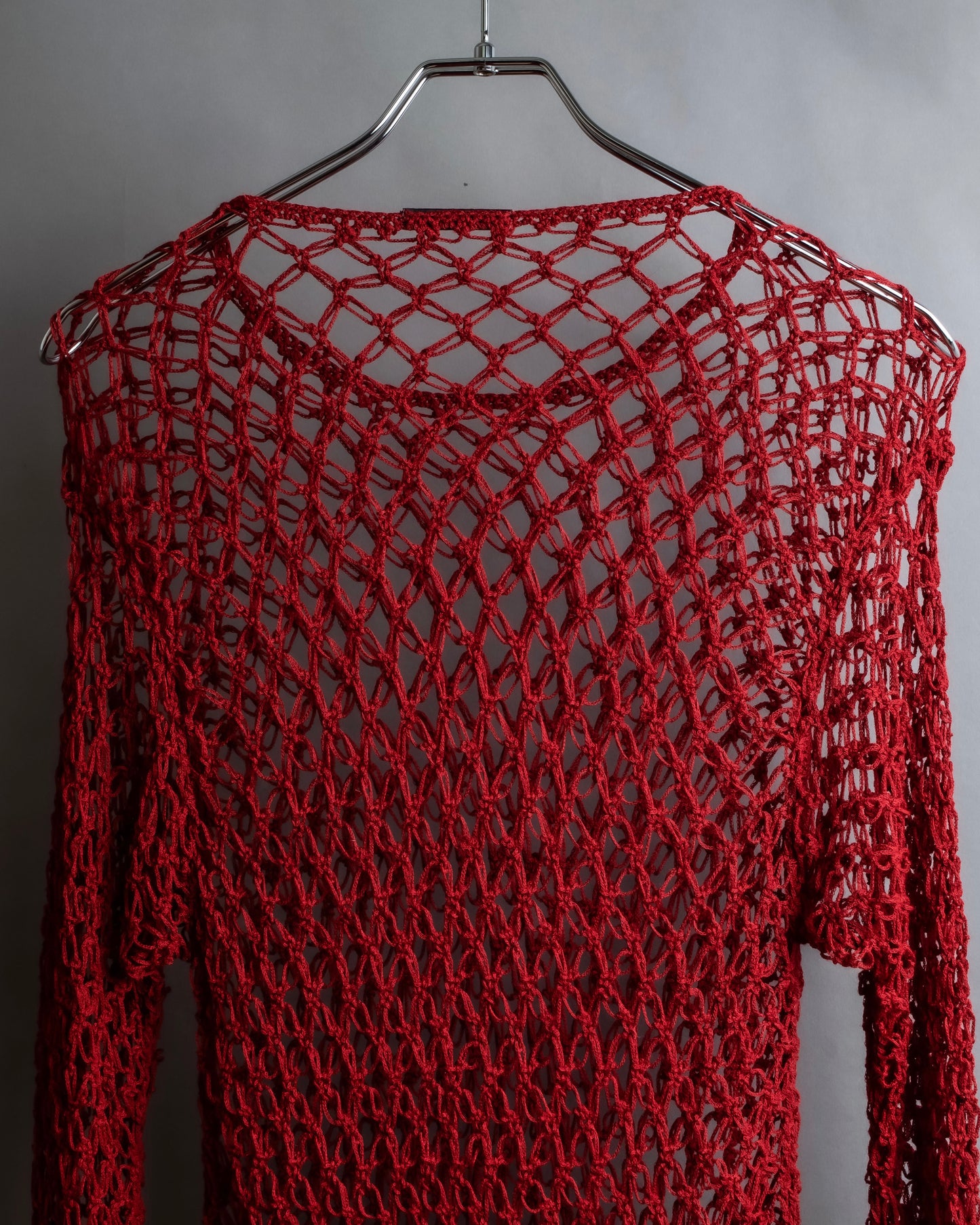 "Y's" Vivid red color mesh knit pullover