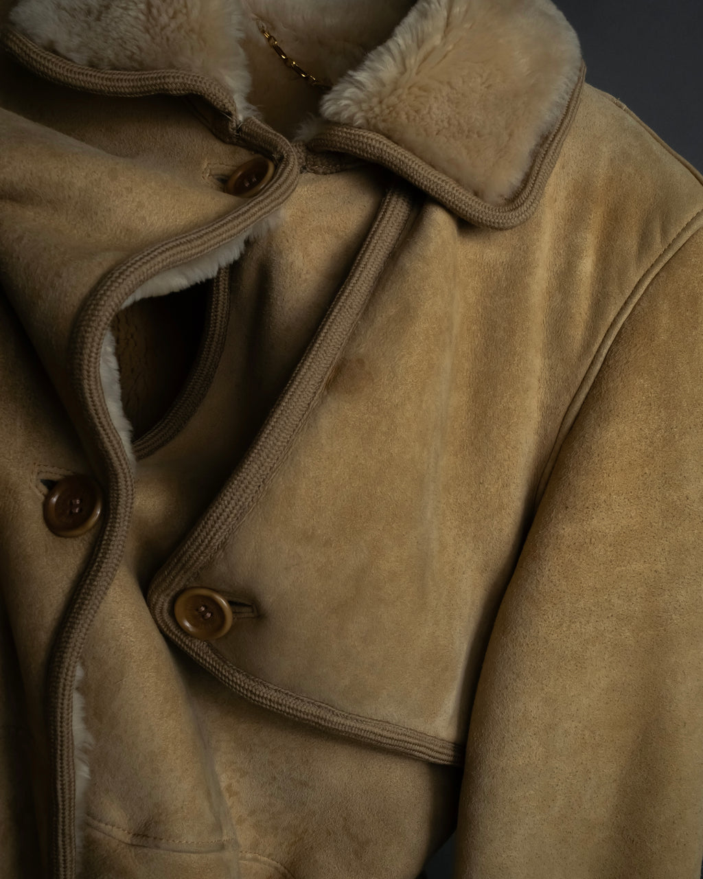 "LOEWE" 90's Panel-switched design mouton shearling coat