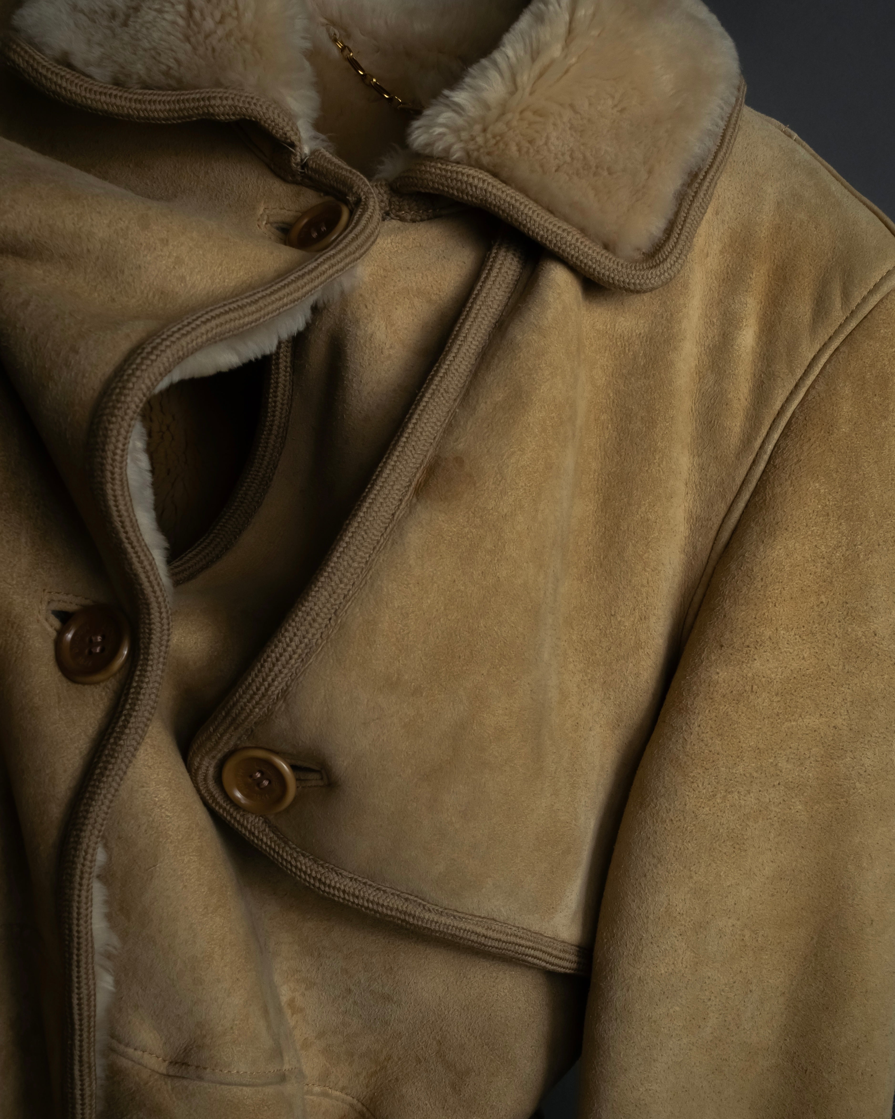 "LOEWE" 90's Panel-switched design mouton shearling coat