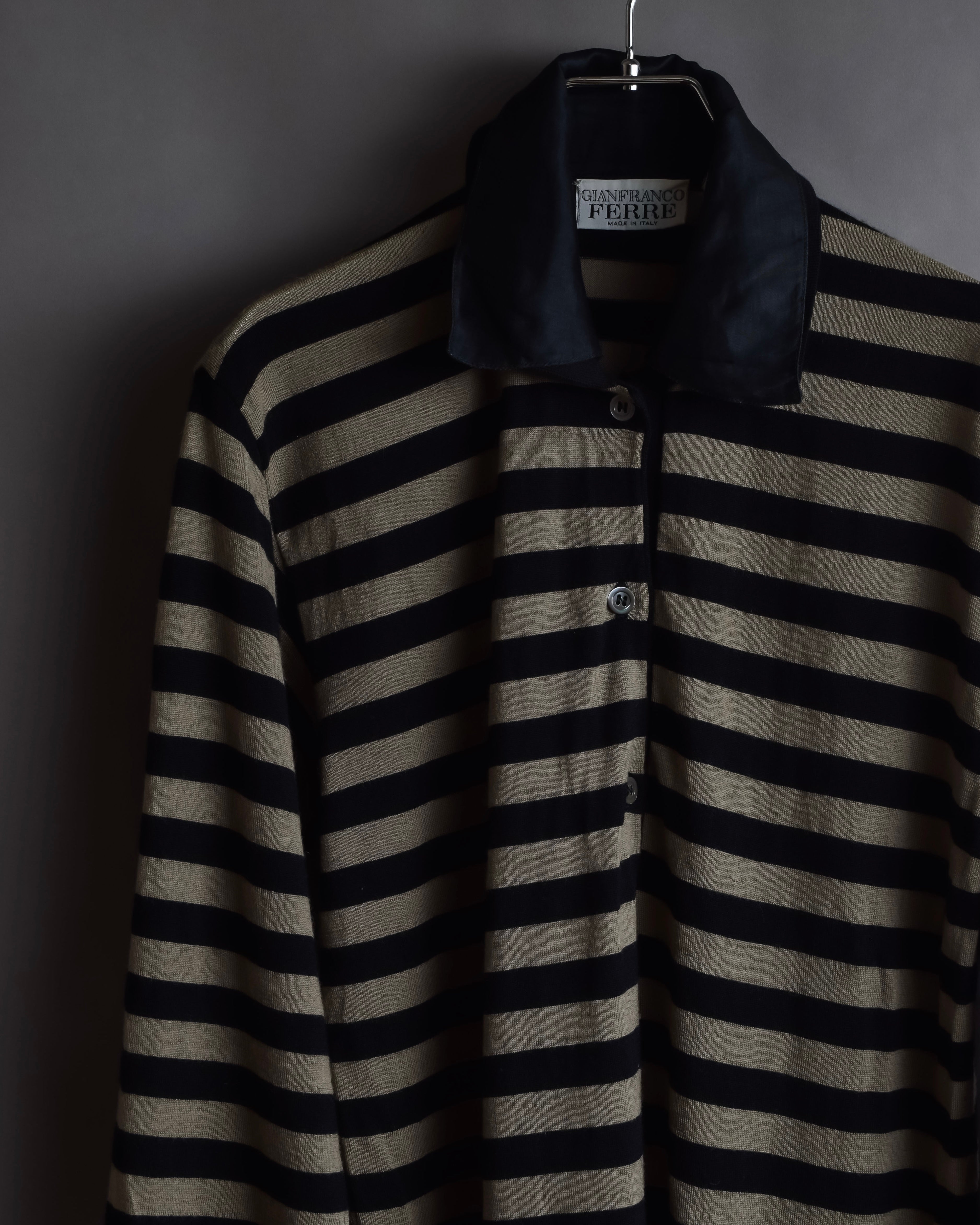 "GIANFRANCO FERRE" Striped contrast collar knit polo