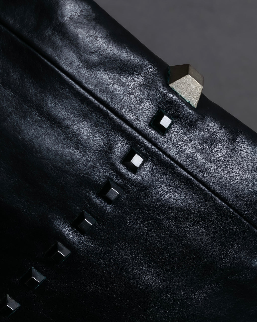 "DIESEL" Silver stud design leather one shoulder bag